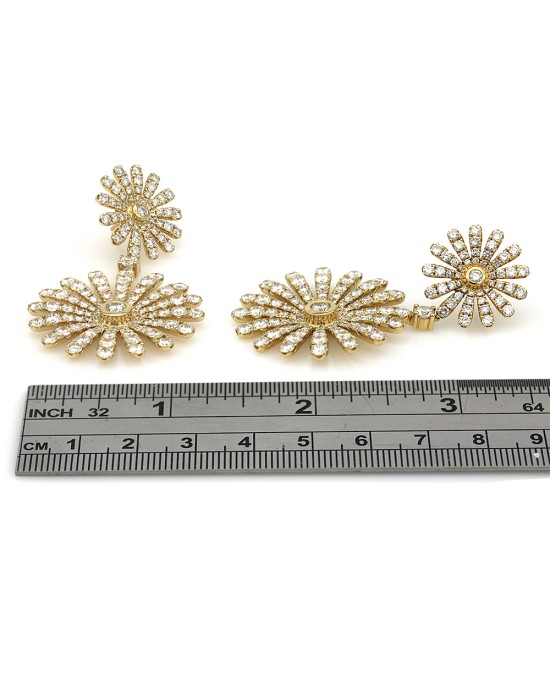 Diamond Flower Dangle Earrings